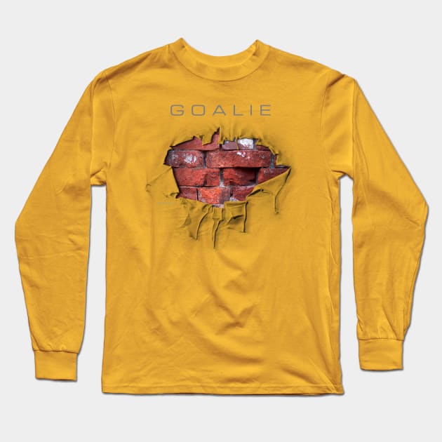 Torn Brick Wall Hockey Goalie Long Sleeve T-Shirt by eBrushDesign